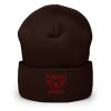 Maroon Embroidered Brand Logo Beanie | Dense Knit
