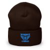 cuffed-beanie-brown-front-68b7d8cba65b2.jpg Aqua Embroidered Brand Logo Beanie | Dense Knit
