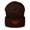 Red Embroidered Logo Beanie | Dense Knit