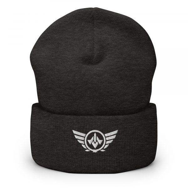 cuffed-beanie-dark-grey-front-68b7cc5f9795c.jpg White Embroidered Logo Beanie | Dense Knit