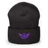 Purple Embroidered Logo Beanie | Dense Knit