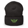 cuffed-beanie-dark-grey-front-68b7cf823c15f.jpg Kiwi Green Embroidered Logo Beanie | Dense Knit