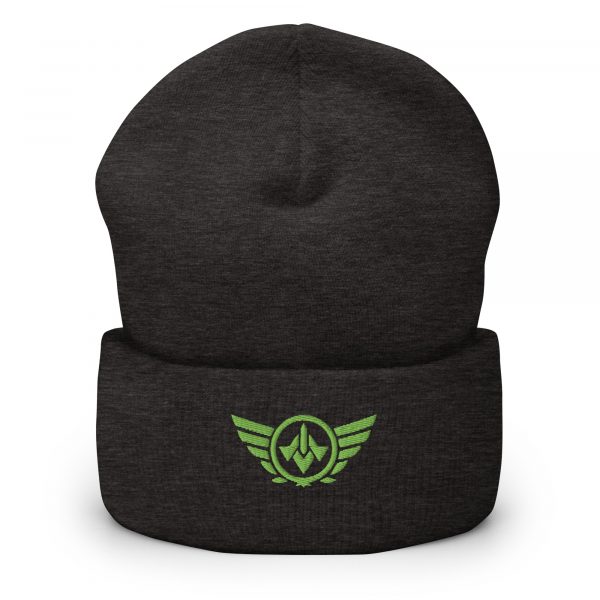 cuffed-beanie-dark-grey-front-68b7cf823c15f.jpg Kiwi Green Embroidered Logo Beanie | Dense Knit
