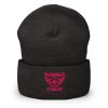 cuffed-beanie-dark-grey-front-68b7d7088e08b.jpg Flamingo Embroidered Brand Logo Beanie | Dense Knit