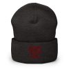 Maroon Embroidered Brand Logo Beanie | Dense Knit