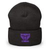 Purple Embroidered Brand Logo Beanie | Dense Knit