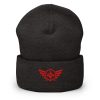 Red Embroidered Logo Beanie | Dense Knit