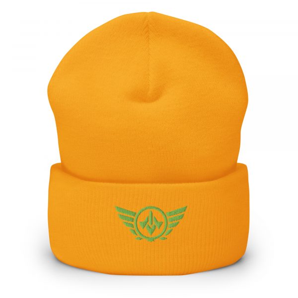 cuffed-beanie-gold-front-68b7cf823c511.jpg Kiwi Green Embroidered Logo Beanie | Dense Knit