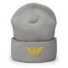 Gold Embroidered Logo Beanie | Dense Knit