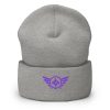 Purple Embroidered Logo Beanie | Dense Knit