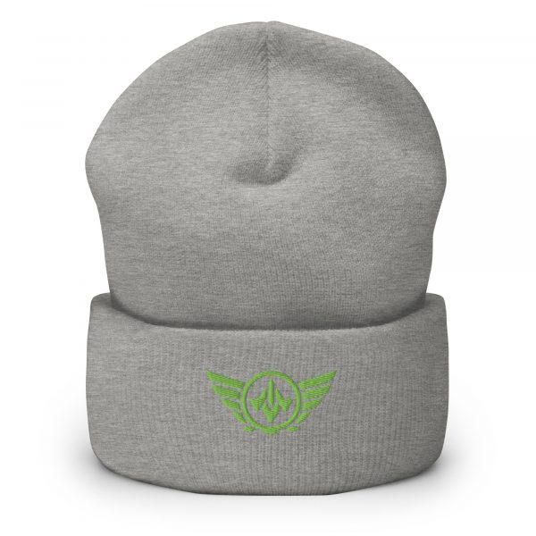 cuffed-beanie-heather-grey-front-68b7cf823c475.jpg Kiwi Green Embroidered Logo Beanie | Dense Knit
