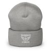 White Embroidered Brand Logo Beanie | Dense Knit