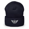 cuffed-beanie-navy-front-68b7cc5f9783b.jpg White Embroidered Logo Beanie | Dense Knit