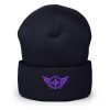 Purple Embroidered Logo Beanie | Dense Knit