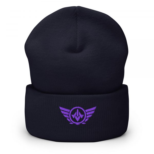 Purple Embroidered Logo Beanie | Dense Knit