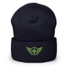 cuffed-beanie-navy-front-68b7cf823c0b9.jpg Kiwi Green Embroidered Logo Beanie | Dense Knit