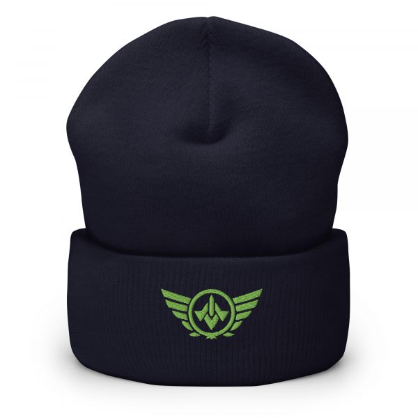 cuffed-beanie-navy-front-68b7cf823c0b9.jpg Kiwi Green Embroidered Logo Beanie | Dense Knit