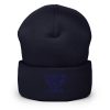 Navy Embroidered Brand Logo Beanie | Dense Knit
