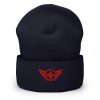 Red Embroidered Logo Beanie | Dense Knit