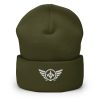 cuffed-beanie-olive-front-68b7cc5f97cd9.jpg White Embroidered Logo Beanie | Dense Knit