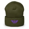 Purple Embroidered Logo Beanie | Dense Knit