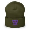 Purple Embroidered Brand Logo Beanie | Dense Knit