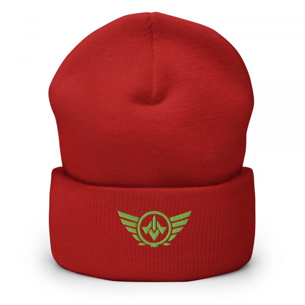 cuffed-beanie-red-front-68b7cf823c2a1.jpg Kiwi Green Embroidered Logo Beanie | Dense Knit