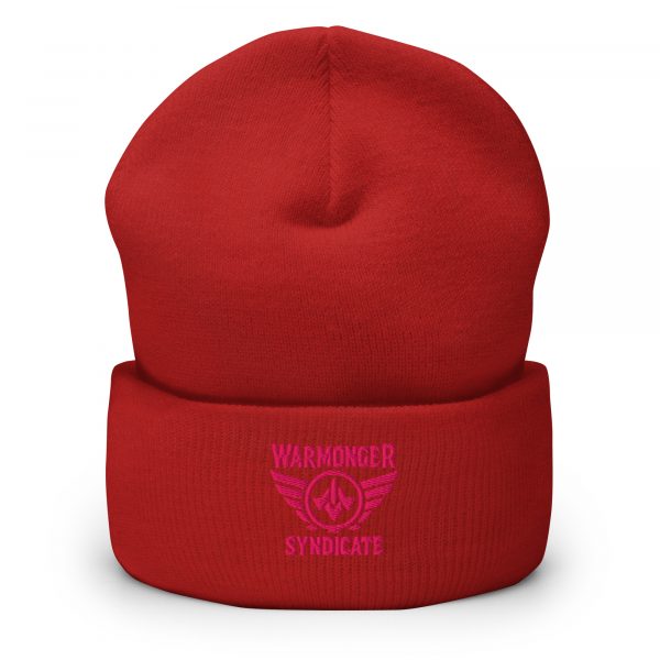 cuffed-beanie-red-front-68b7d7088e1dd.jpg Flamingo Embroidered Brand Logo Beanie | Dense Knit
