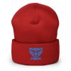 cuffed-beanie-red-front-68b7d8cba6864.jpg Aqua Embroidered Brand Logo Beanie | Dense Knit