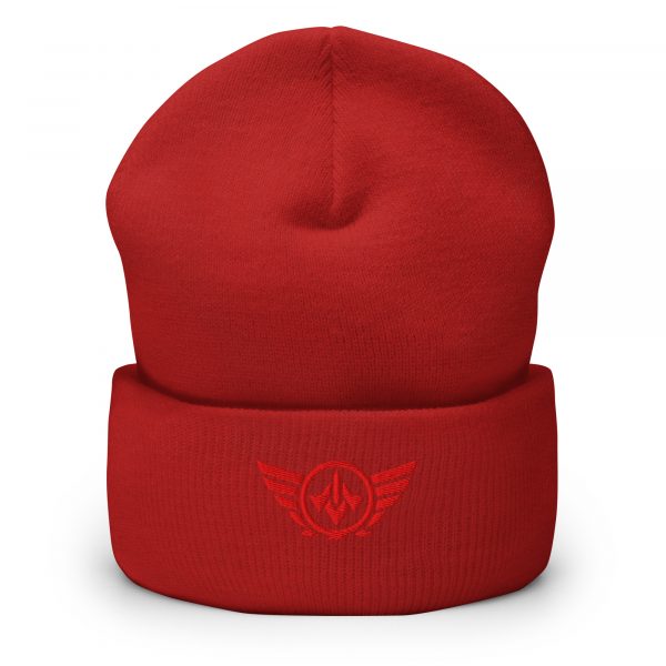 Red Embroidered Logo Beanie | Dense Knit