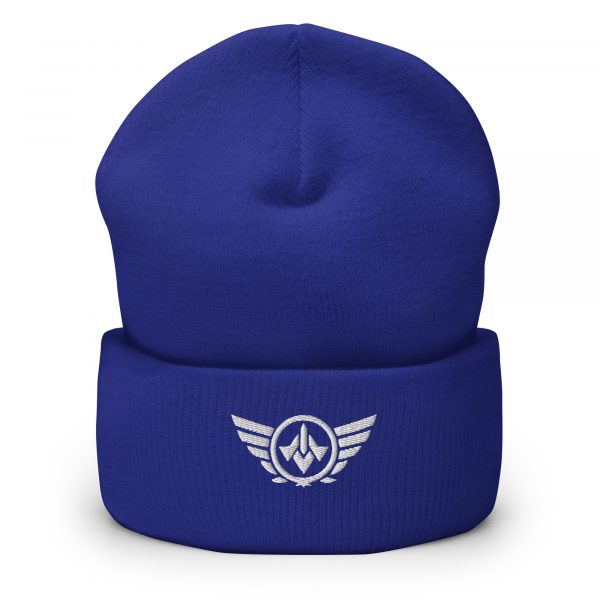 cuffed-beanie-royal-front-68b7cc5f97aa5.jpg White Embroidered Logo Beanie | Dense Knit