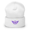 Purple Embroidered Logo Beanie | Dense Knit
