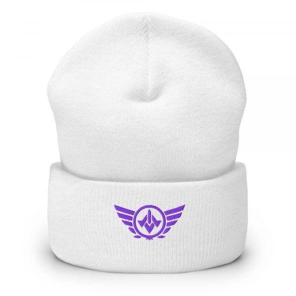 Purple Embroidered Logo Beanie | Dense Knit