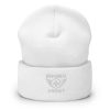 White Embroidered Brand Logo Beanie | Dense Knit