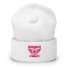 cuffed-beanie-white-front-68b7d7088e557.jpg Flamingo Embroidered Brand Logo Beanie | Dense Knit