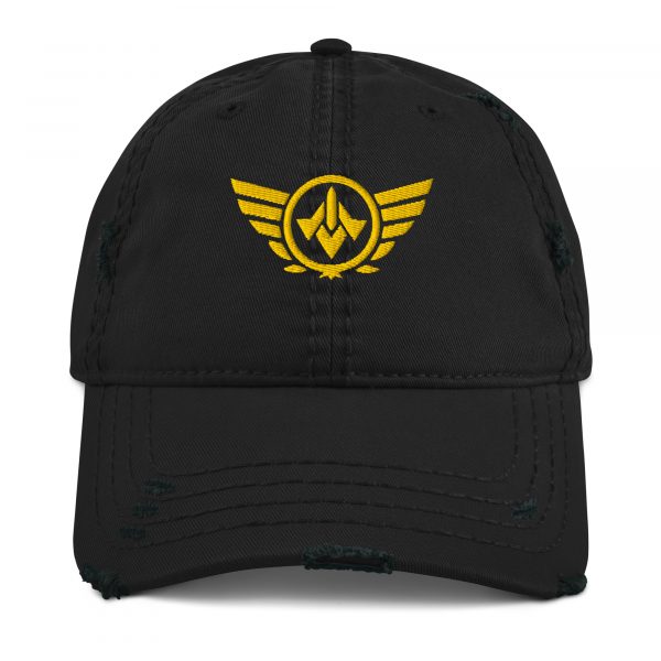 Gold Embroidered Logo Dad Cap | Distressed Style