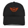 distressed-dad-hat-black-front-68b9f106bf28d.jpg Orange Embroidered Logo Dad Cap | Distressed Style