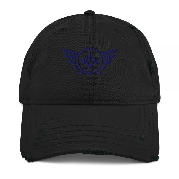 Navy Embroidered Logo Dad Cap | Distressed Style