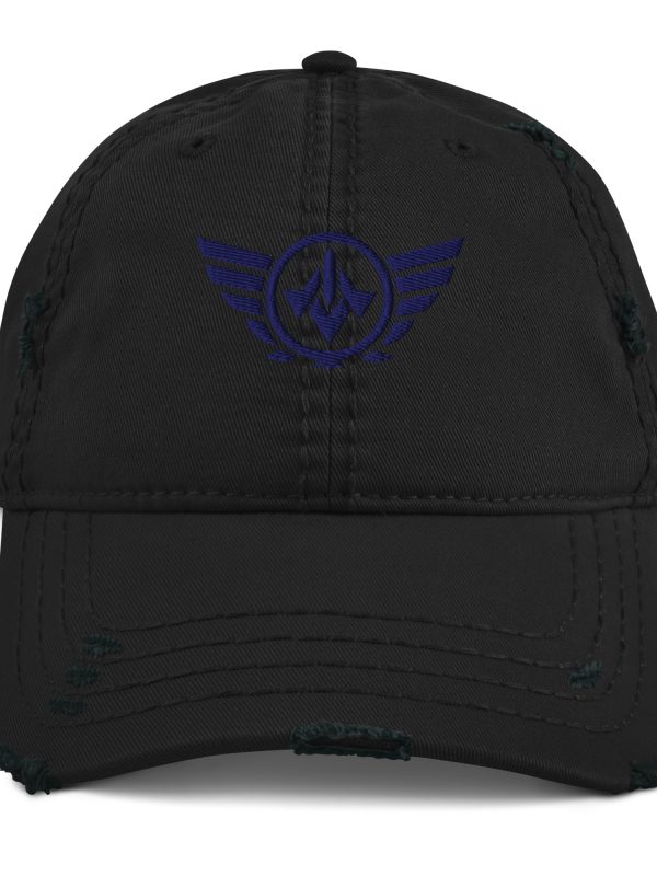 Navy Embroidered Logo Dad Cap | Distressed Style