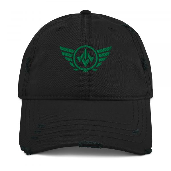 distressed-dad-hat-black-front-68b9f3c2df700.jpg Kelly Green Embroidered Logo Dad Cap | Distressed Style