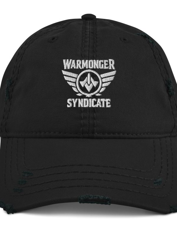 distressed-dad-hat-black-front-68b9f5c92c615.jpg White Embroidered Brand Logo Dad Cap | Distressed Style