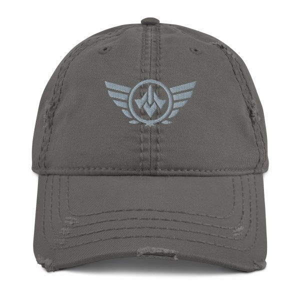 Grey Embroidered Logo Dad Cap | Distressed Style