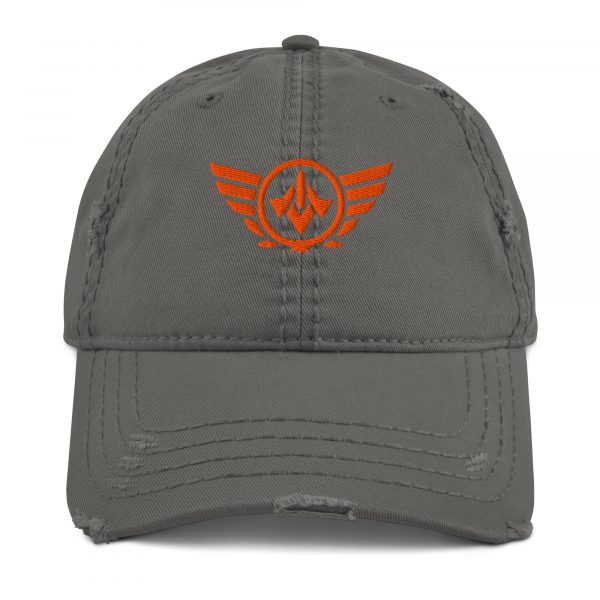 distressed-dad-hat-charcoal-grey-front-68b9f106c07dd.jpg Orange Embroidered Logo Dad Cap | Distressed Style