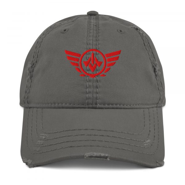 Red Embroidered Logo Dad Cap | Distressed Style