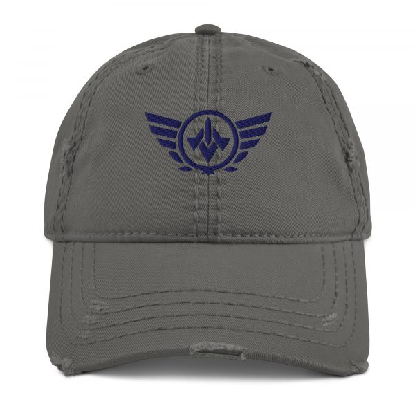 Navy Embroidered Logo Dad Cap | Distressed Style