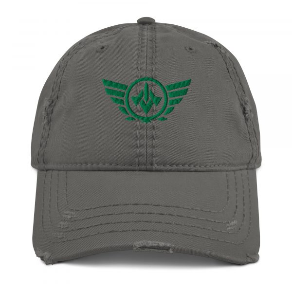 distressed-dad-hat-charcoal-grey-front-68b9f3c2e1040.jpg Kelly Green Embroidered Logo Dad Cap | Distressed Style