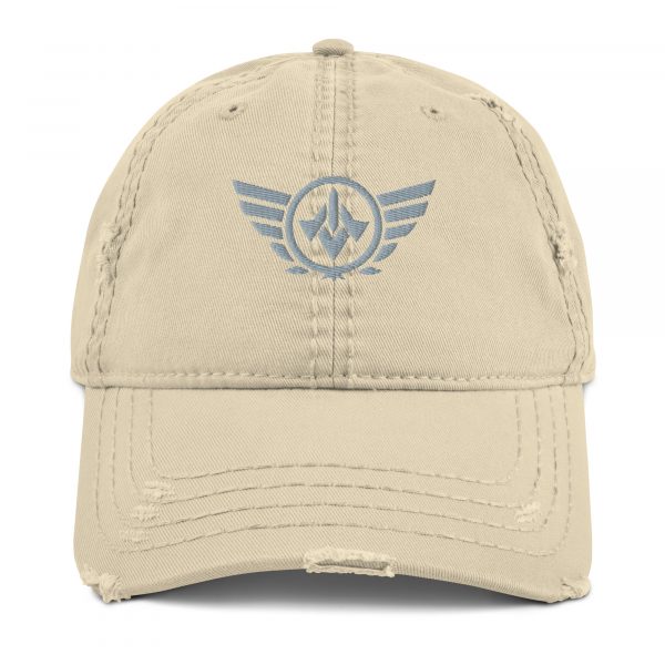 Grey Embroidered Logo Dad Cap | Distressed Style