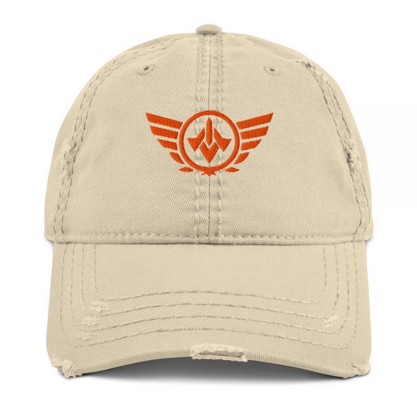 distressed-dad-hat-khaki-front-68b9f106c10e6.jpg Orange Embroidered Logo Dad Cap | Distressed Style