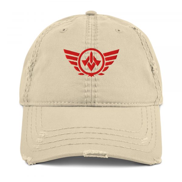 Red Embroidered Logo Dad Cap | Distressed Style