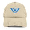 distressed-dad-hat-khaki-front-68b9f37967dc6.jpg Aqua Embroidered Logo Dad Cap | Distressed Style